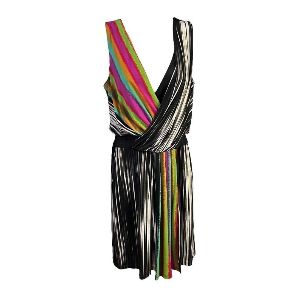 Maggy London Asymmetrical Dress with Bold Stripes